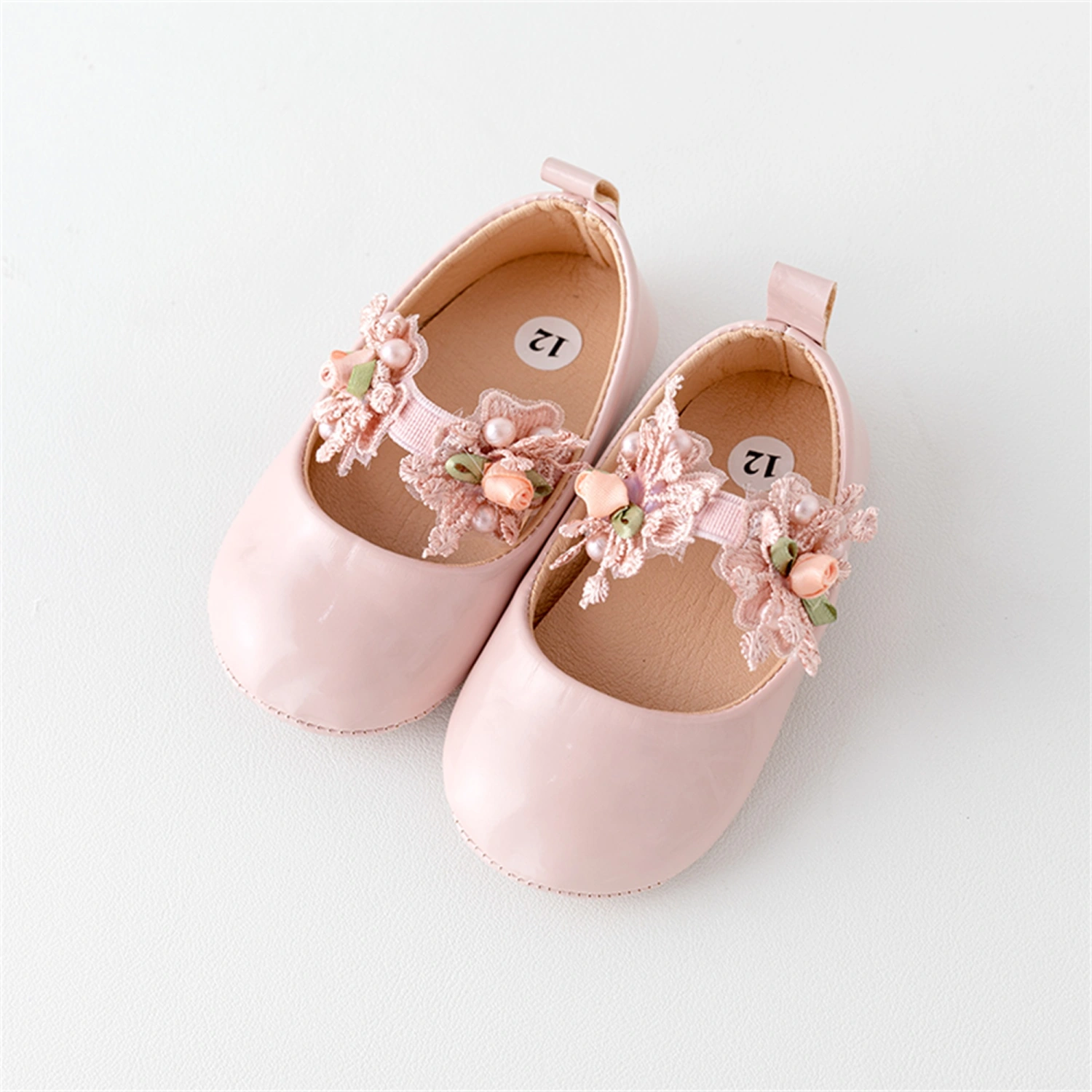 Baby Girl Premium PU Flats Infant Flower First Walker Crib Shoes