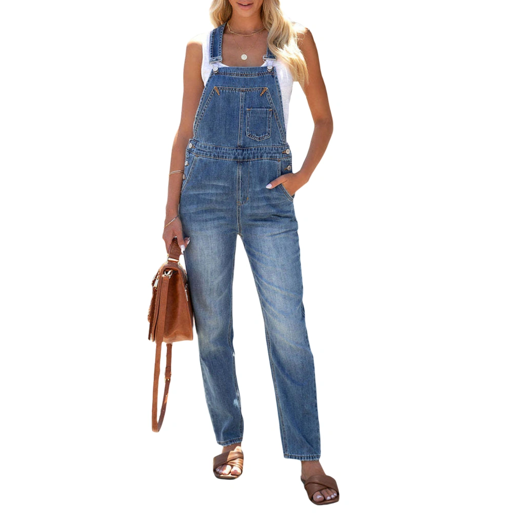 Women Denim Rompers Overalls, Adjustable Jeans Pants Jumpsuits 