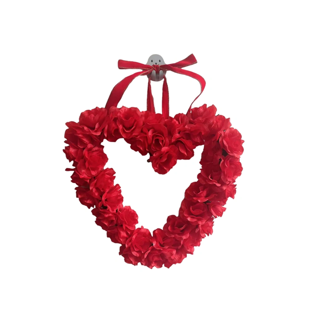 Love Heart Wreath Artificial Rose Heart Shaped Wreath Hanging Ornament