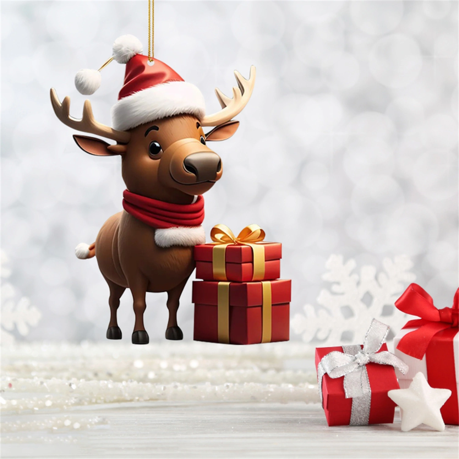 Christmas Tree Ornaments Funny Reindeer Hanging Decorations for Home
