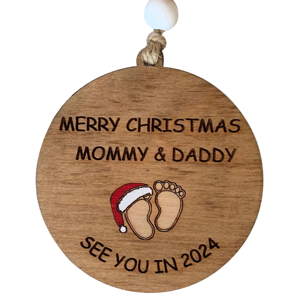 Christmas Tree Ornament, Wood Round Plate Peanut Hanging Gift