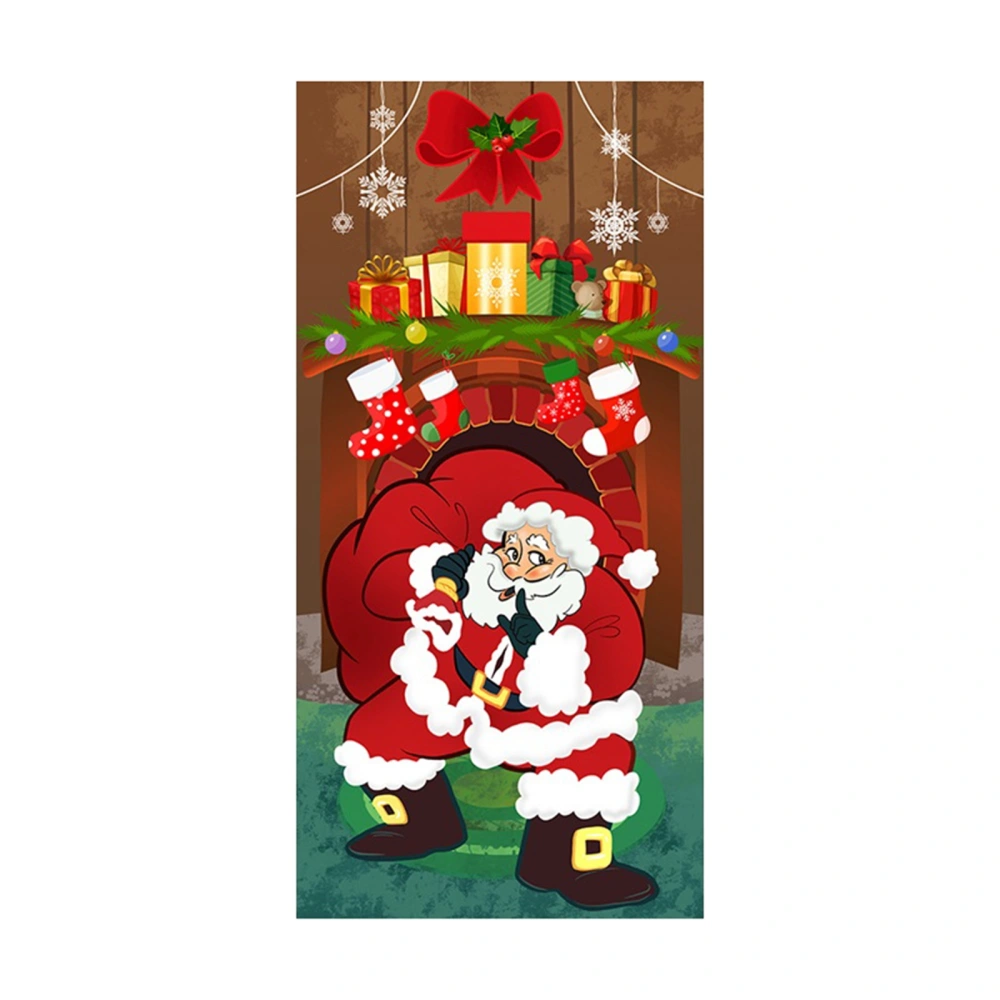 Christmas Porch Sign Flag Cartoon Print Hanging Prop Decoration 