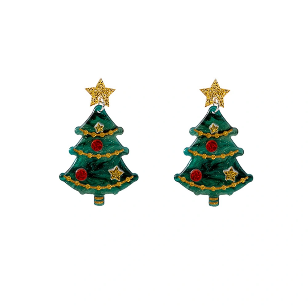 Women Christmas Tree Earrings Dainty Star Tree Dangle Earrings