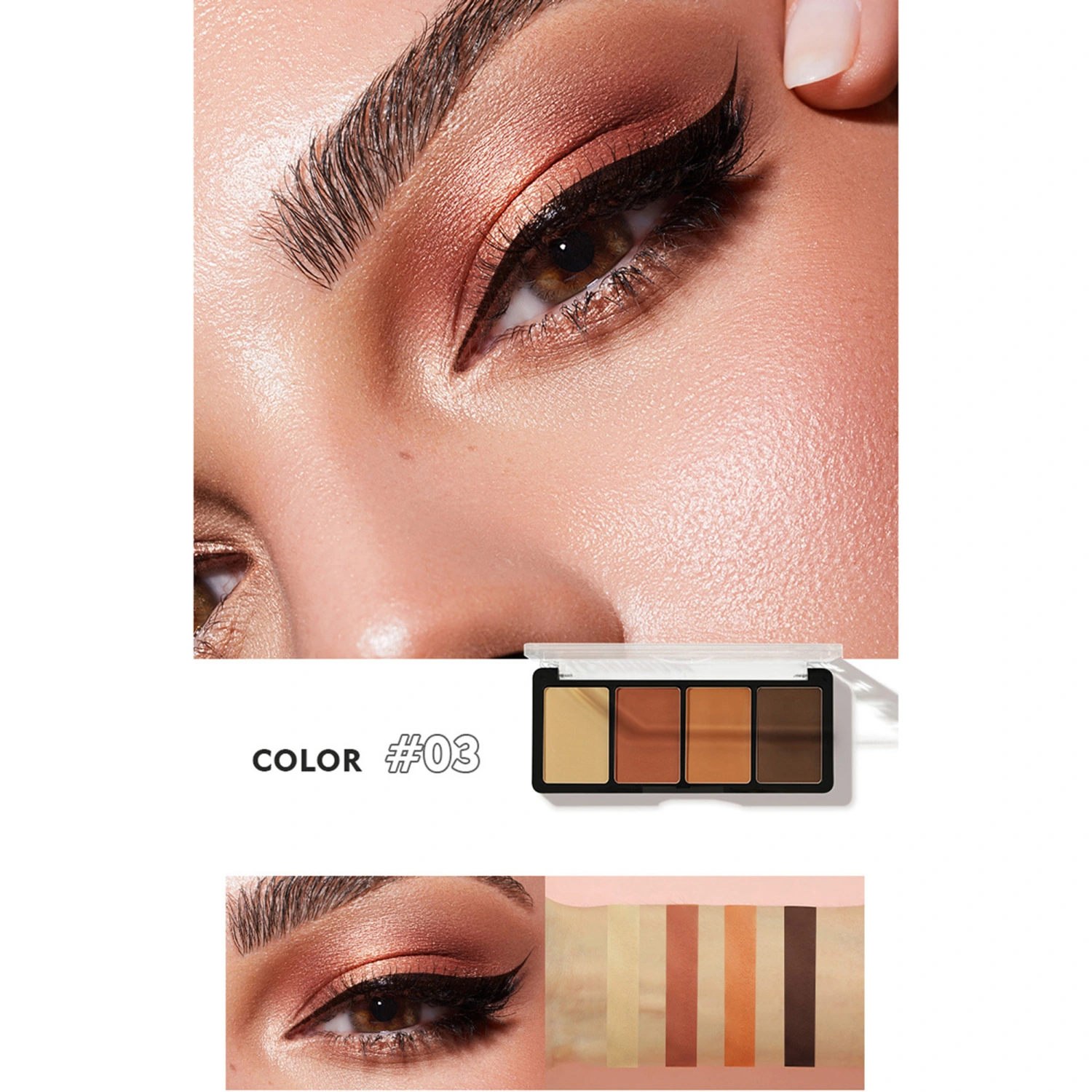 4 Colors Eyeshadow Palette, Fine Powder Pearlescent Eyeshadow