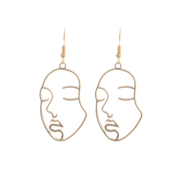 Face Shaped Earrings Geometric Stud Earrings for Women Lady Dangle Earrings Drop Gold Ear Accessories