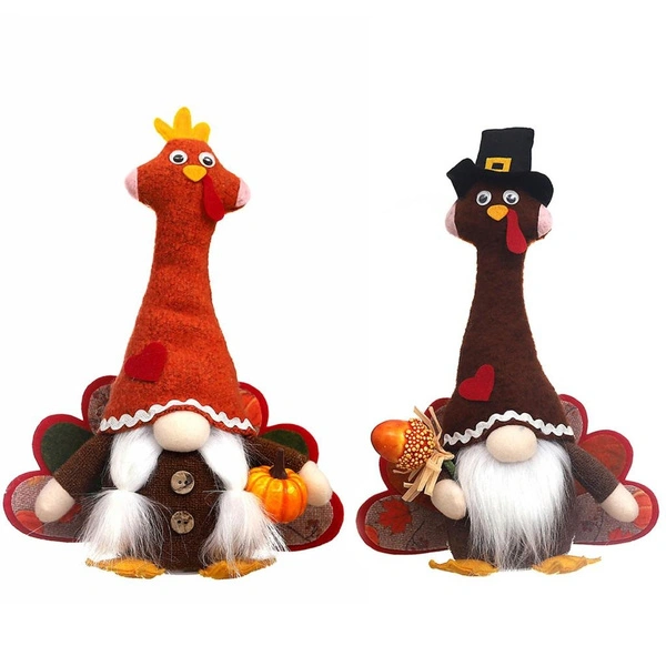 Thanksgiving Figurine Toy Plush Elf Gnome Ornament Homes Decoration Holiday Turkey Party Supplies JAM