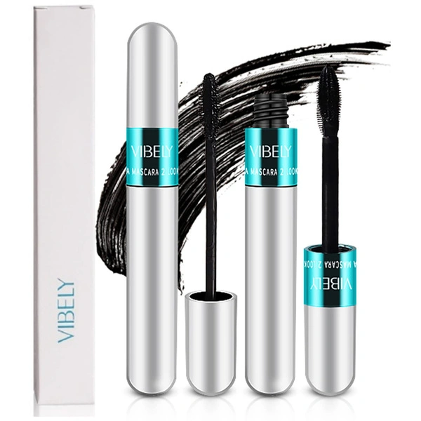 2 in 1 Vibely Mascara 5x Longer Waterproof Lash Makeup Natural Lengthening And Thickening Effect No Clumping Superstrong 4d Silk Fiber Mascara Makeup