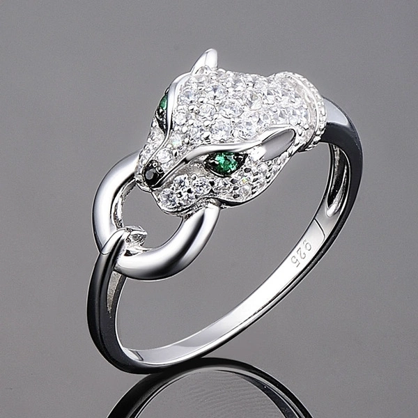 S925 Silver Leopard Head Luxury Rings Wedding Engagement Anniversary Fingers Rings Fashion Jewelry