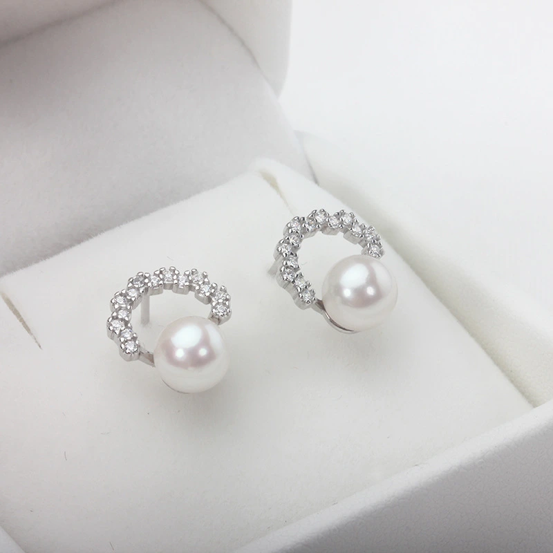 6-7mm Sea Pearls Stud Earrings S925 Sterling Silver