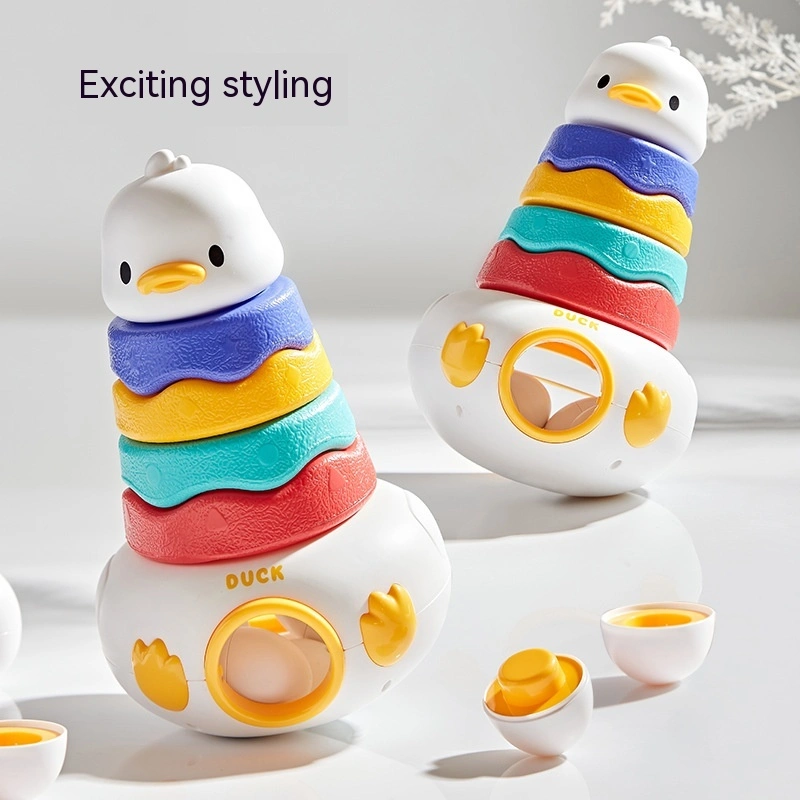 New Cute Duck Tumbler Jenga Early Education Matching Duck Egg Parent-child Interactive Storage Stacking Toys