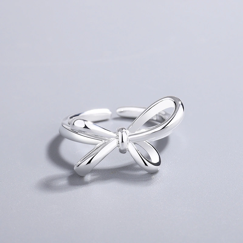 Simple Personality Hong Kong Style Geometric Hand Jewelry Bow Ring Women