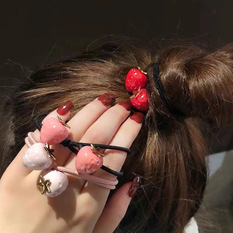 Simple Girl Strawberry Student Cartoon Fruit Hair Rope