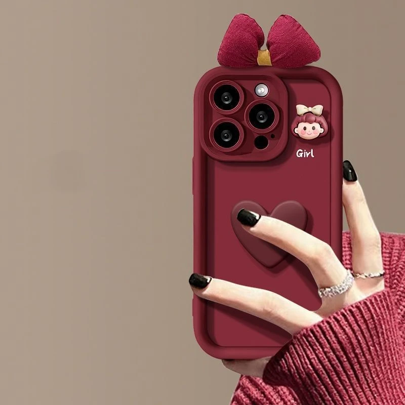 Wine Red Love Girl Phone Case