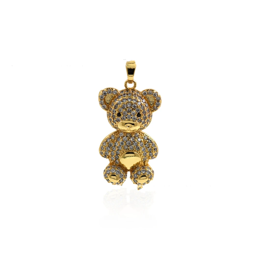 Real Gold Micro Inlaid Zircon Bear Necklace Accessories