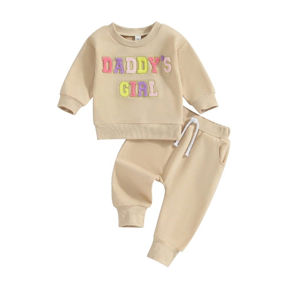 Baby Girl Fall Outfits Colorful Letter Embroidery Pullover + Pants