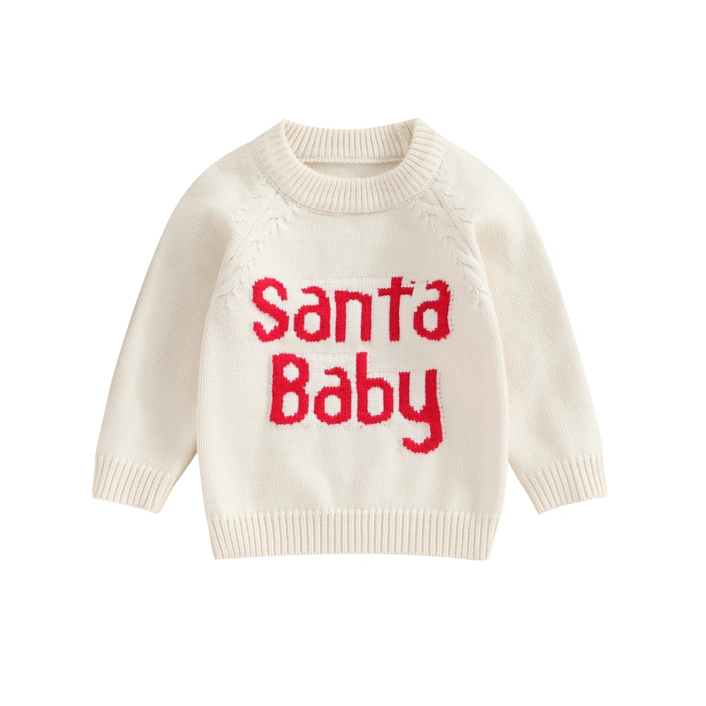 Baby Christmas Sweaters Long Sleeve Letter Print Knit  Jumper Tops