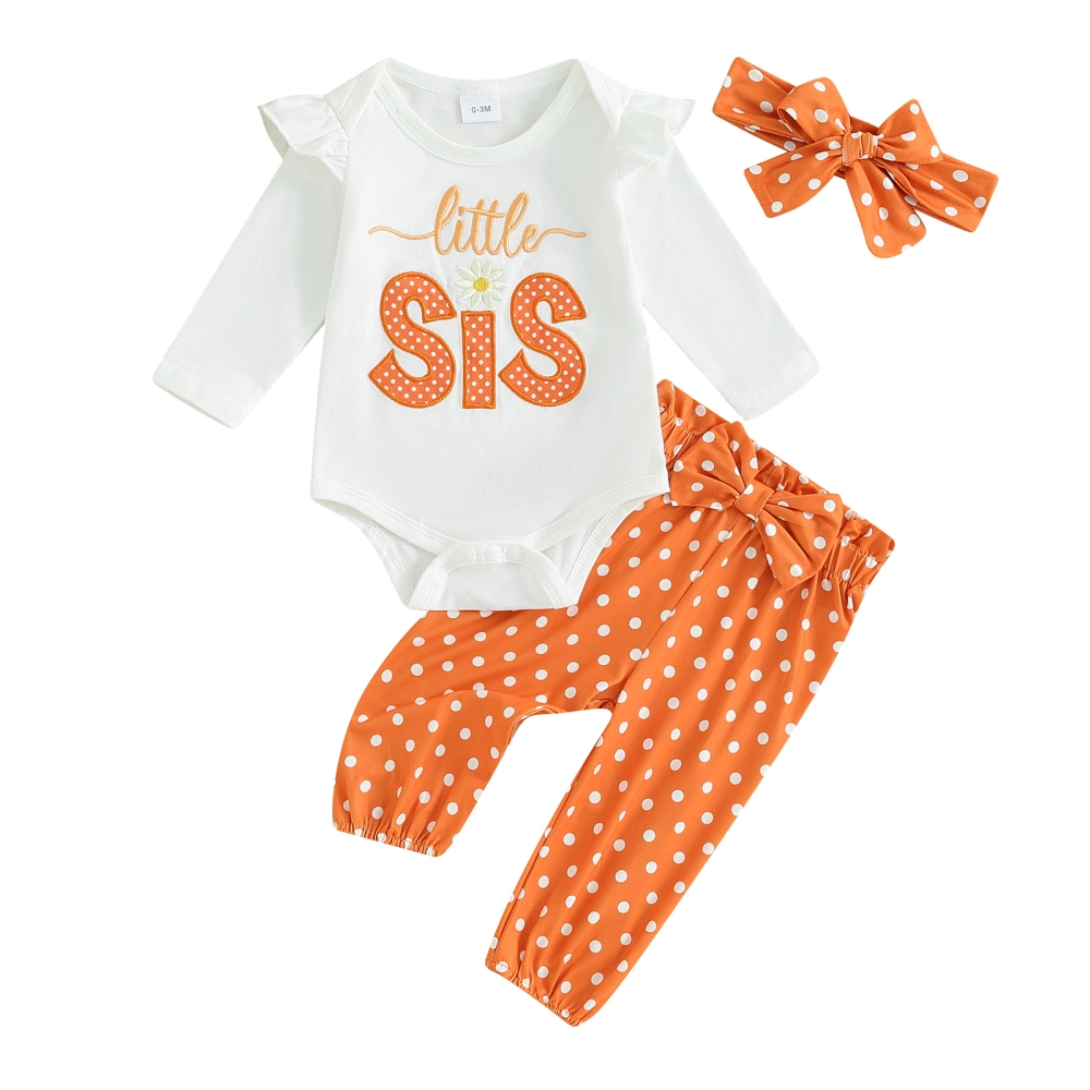 Baby Girls 3 Piece Outfit Letter Print Romper and Pants Headband