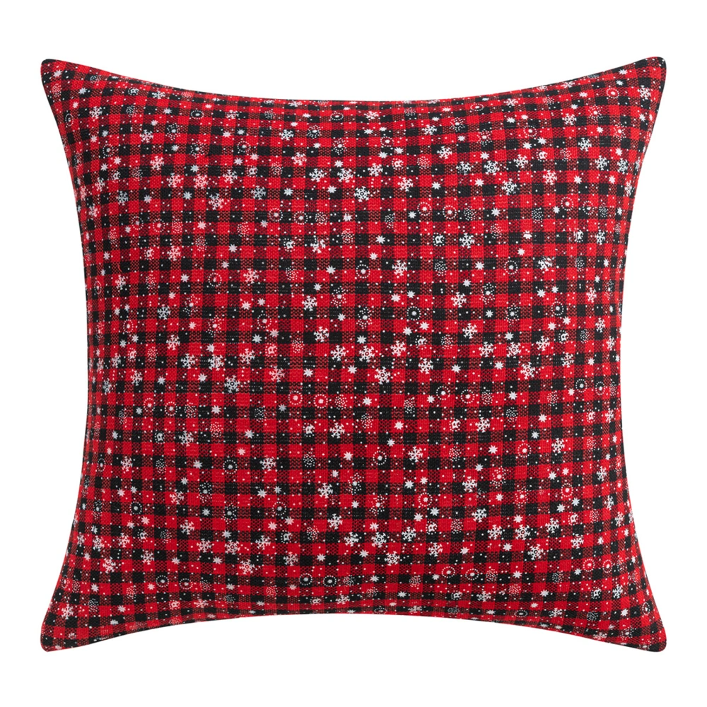 Christmas Decorative Throw Pillow Cover Snowflake Plaid Pillowcase