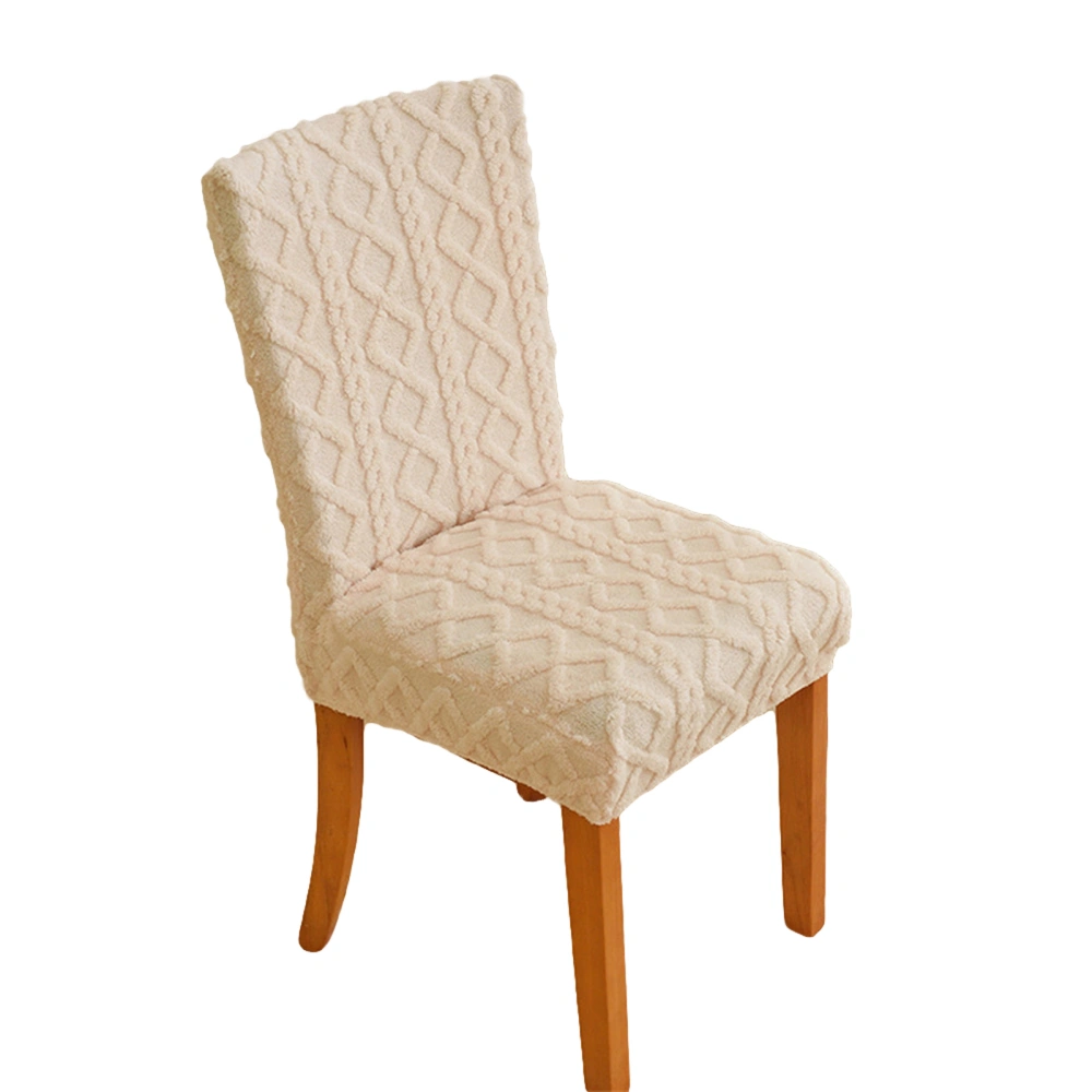 Elastic Chair Cover, Soft Plush Jacquard Dining Chair Back Cover