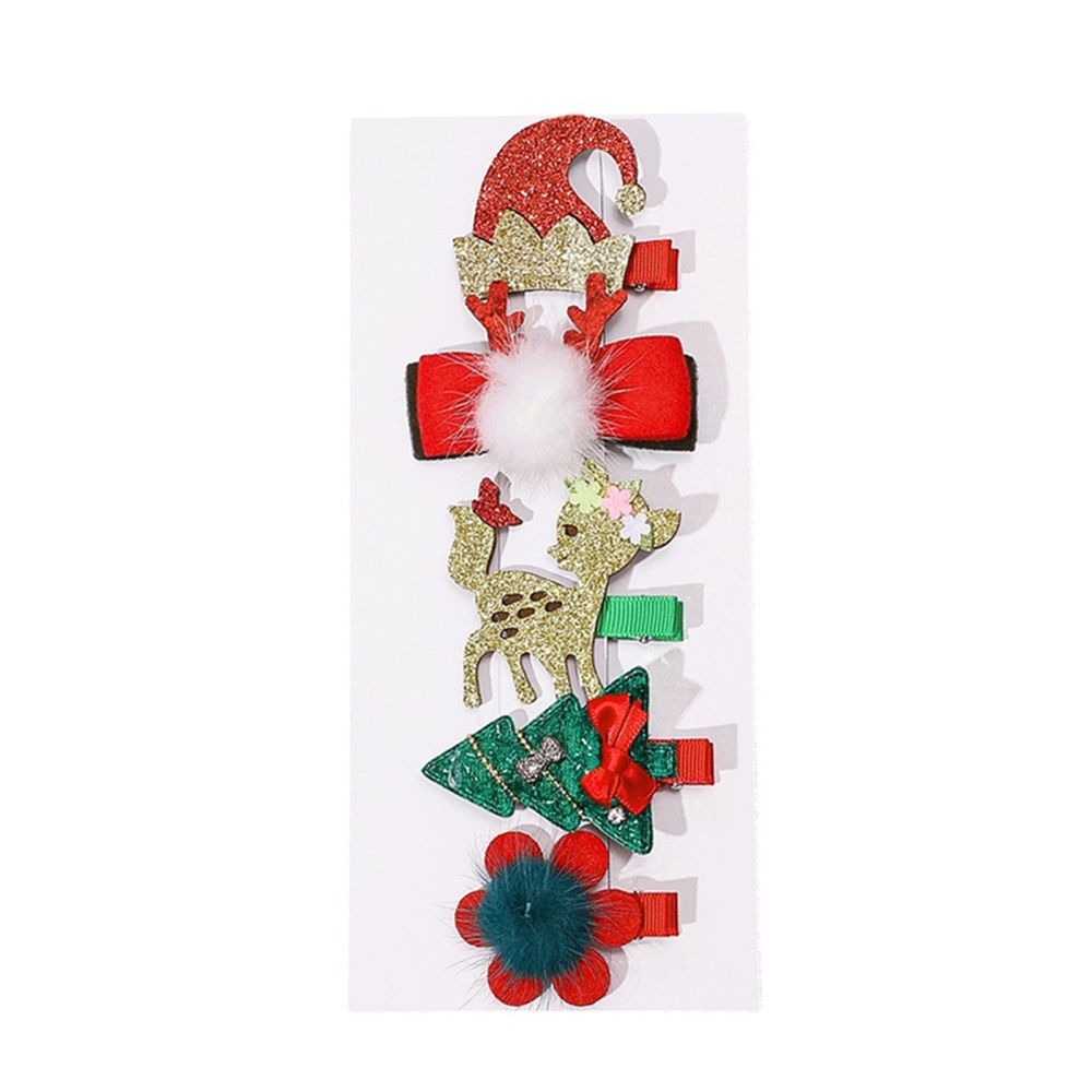 Christmas Hair Clips Set Glitter Reindeer Tree Hairpins Barrettes