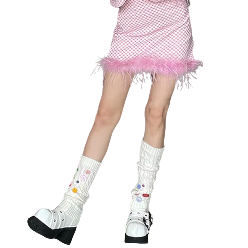 Women's Knee High Socks Knitted Button Leg Warmers Leg Sleeves