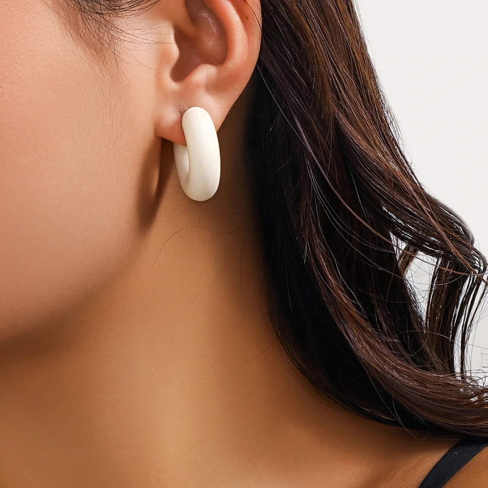 Simple C- Shaped Glossy Fashion Color Non-piercing Earrings