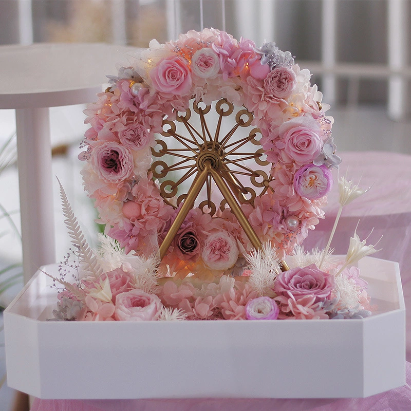 Ferris Wheel Rose Preserved Flower Decoration With Light