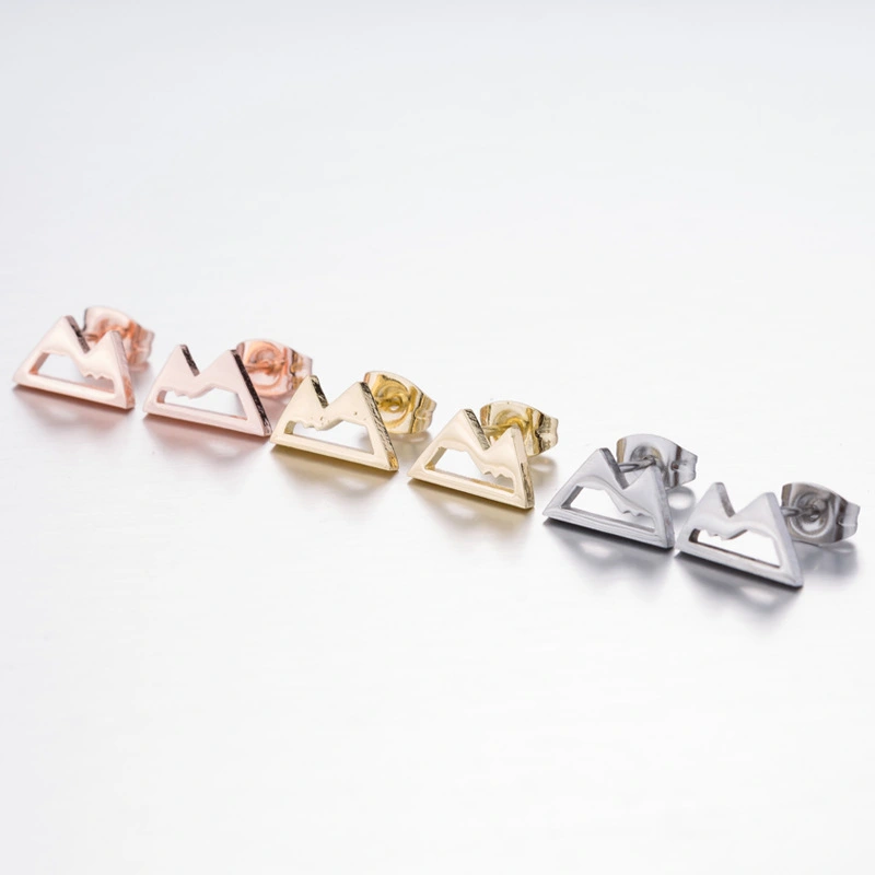 Stainless Steel Hollow Snow Mountain Ear Studs