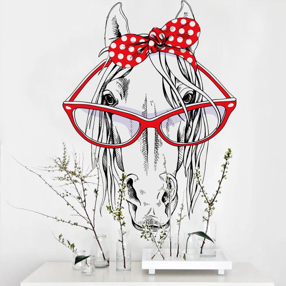 Creative Bowknot Horse Head Wall Stickers TV Background Bedroom Decorative