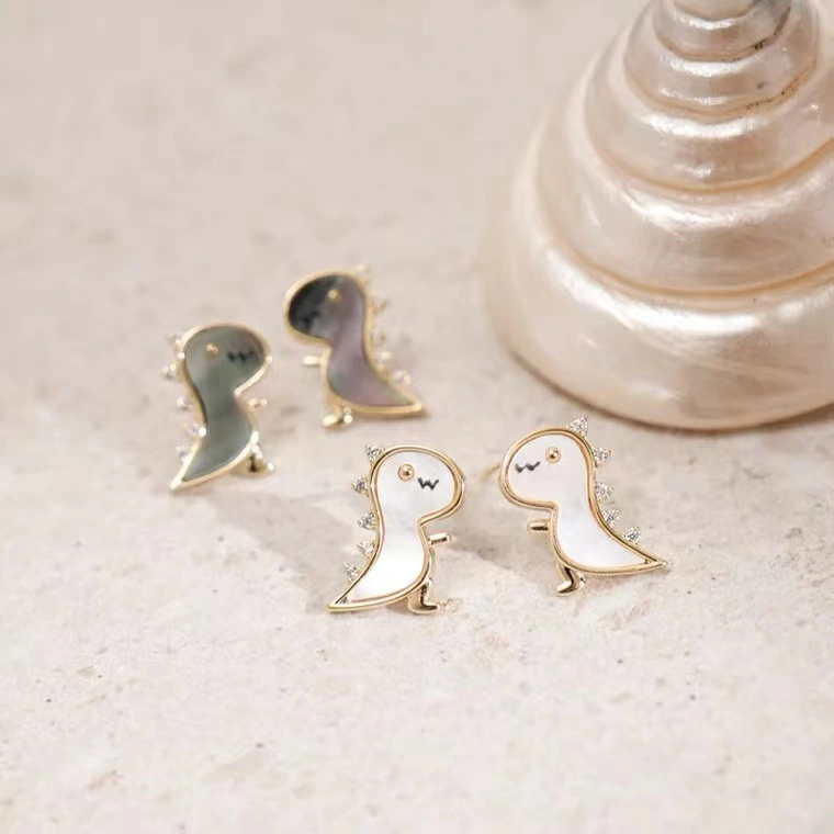 Exquisite Young Shell Dinosaur Stud Earrings For Women