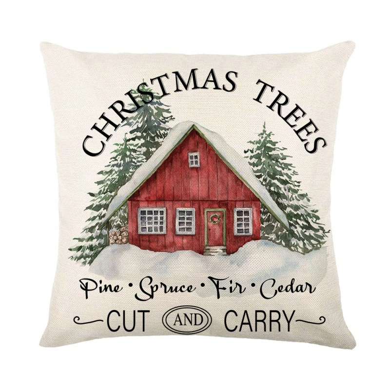 Printed Christmas Tree Elk Pillow
