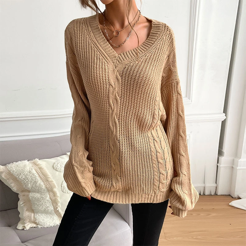 Autumn And Winter New European And American Fashion Women's Wear Long Sleeve Solid Color Loose Sweater For Women