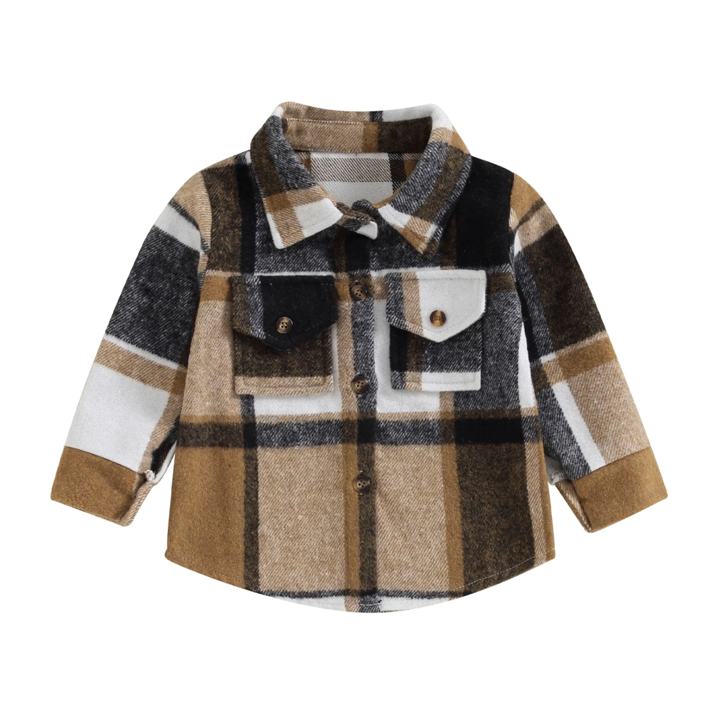 Kids Shirt Jacket Plaid Print Long Sleeve Button Cardigan Winter Coat 