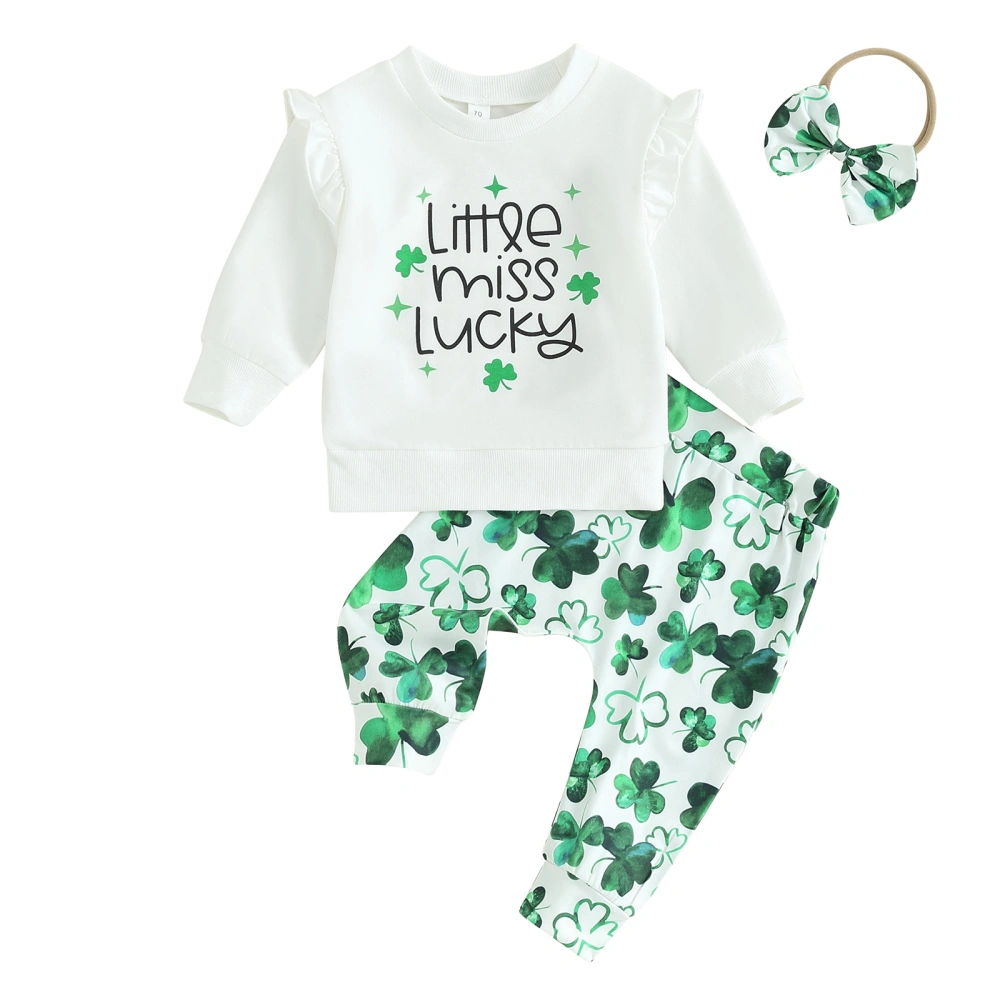 Toddler Ireland Festival Outfits Sweatshirts Shamrock Pants Headband