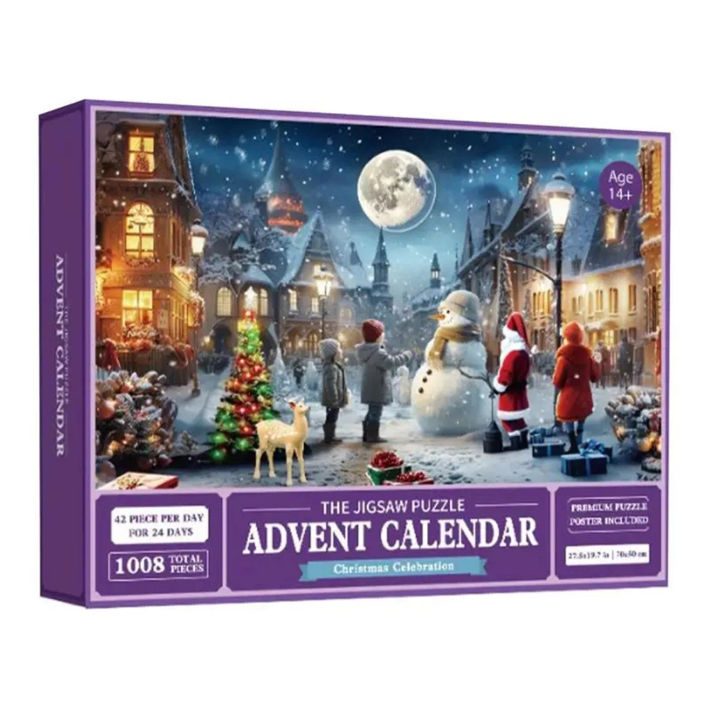 Christmas Countdown Calendar Snowy Night Scene Puzzles Advent Box