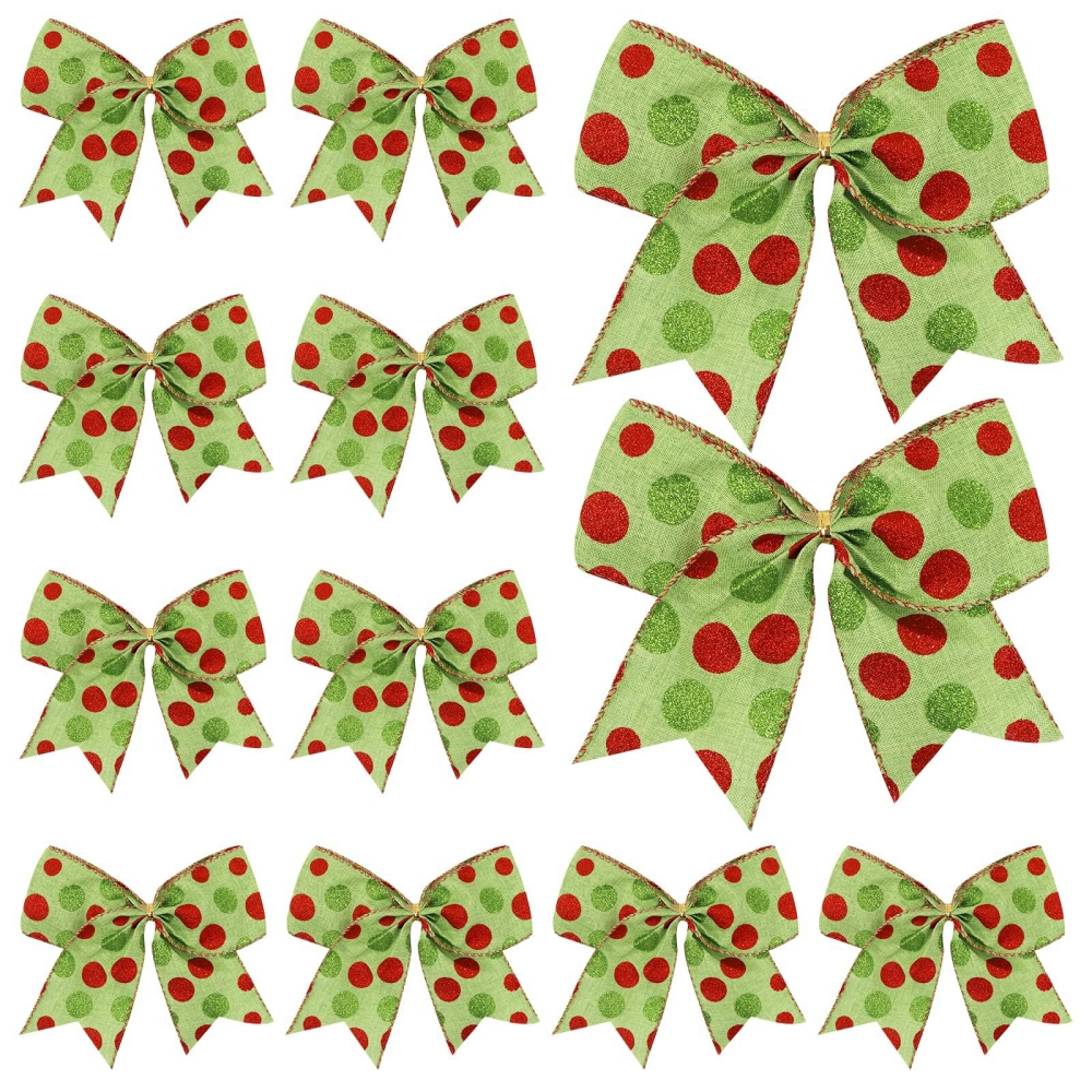 20Pcs Christmas Bows, Glitter Dot/Stripe Print Christmas Wreath Bows