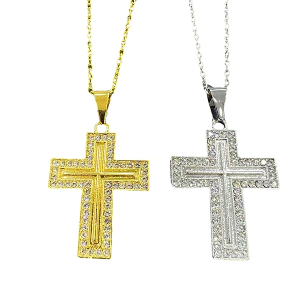 Cross Necklace Punk Style Rhinestone Cross Pendant Necklace Gift