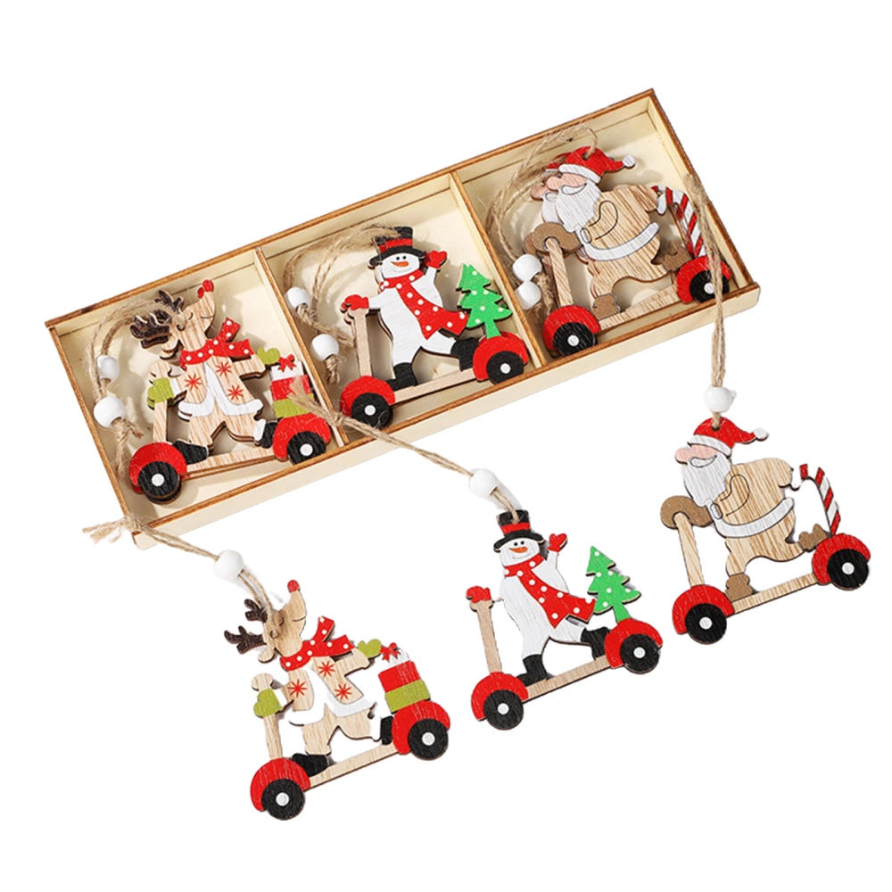 Christmas Tree Ornaments Wood Santa Truck Hanging Decorations