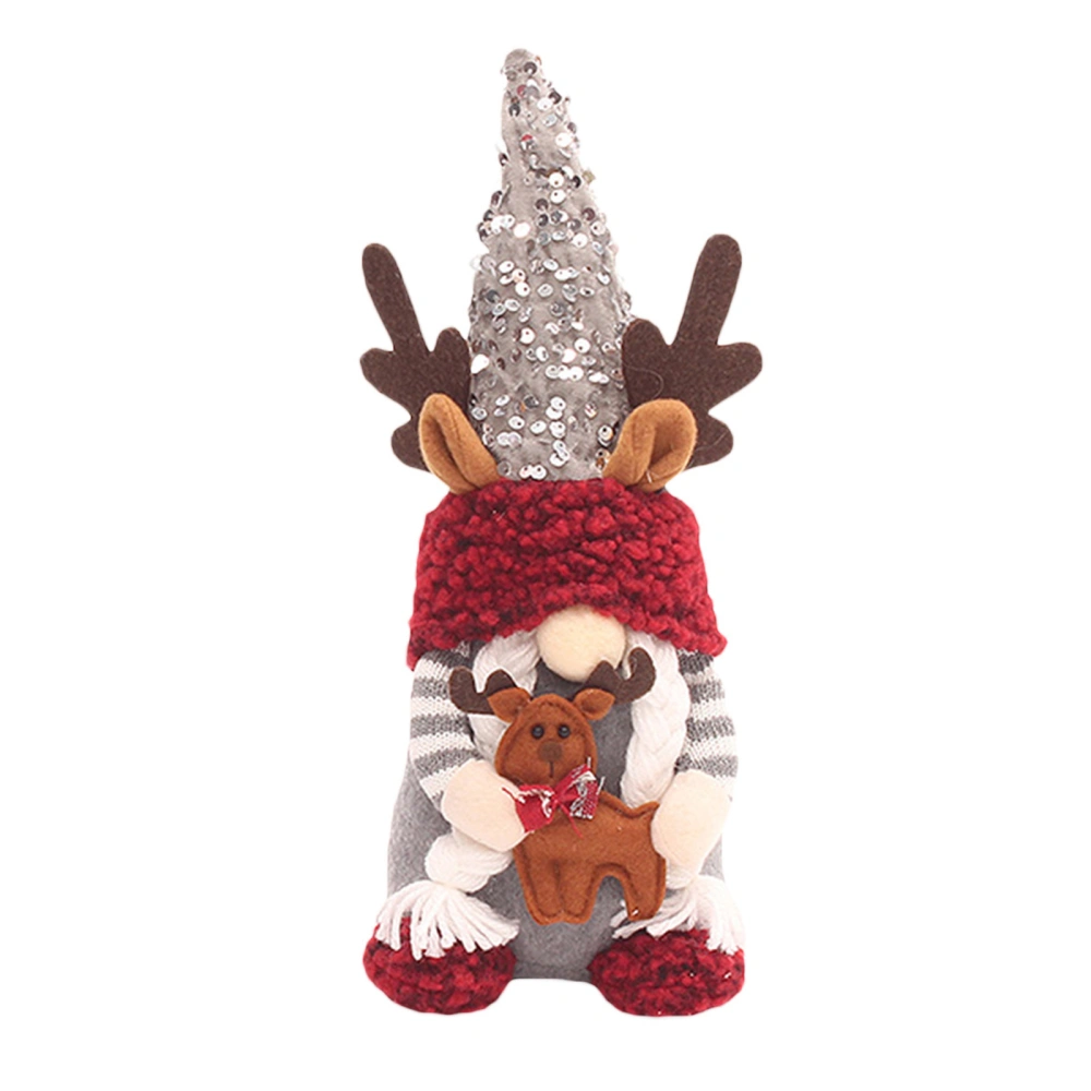 Christmas Mini Gnomes Doll Handmade Sequins Antler Dwarf Dolls