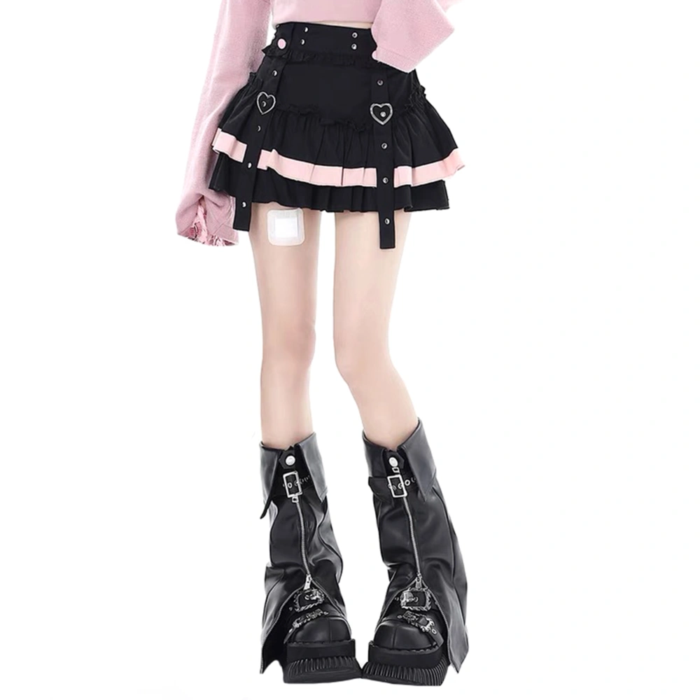 Women's Leather Leg Warmers Punk Style Zip Up Knee High Socks