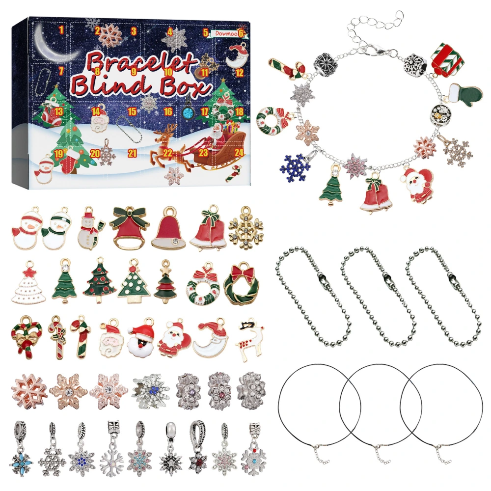 Christmas Advent Calendar, Countdown Blind Box Bracelet Jewelry Set