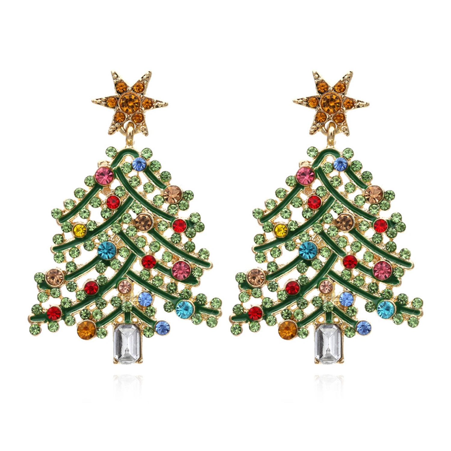 Christmas Tree Earrings for Women, Sparkling Rhinestone Earrings
