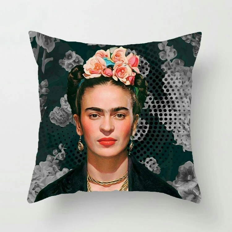 New Mexico Frida Caro Woman Self-portrait Pattern Digital Printing Linen Pillow Cover