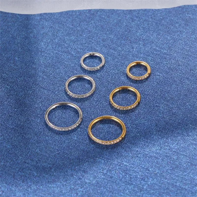 Stainless Steel Piercing Ornaments Bottom Zircon Circle Closed Ring Seamless Nose Circle Multifunctional Cartilage Earrings