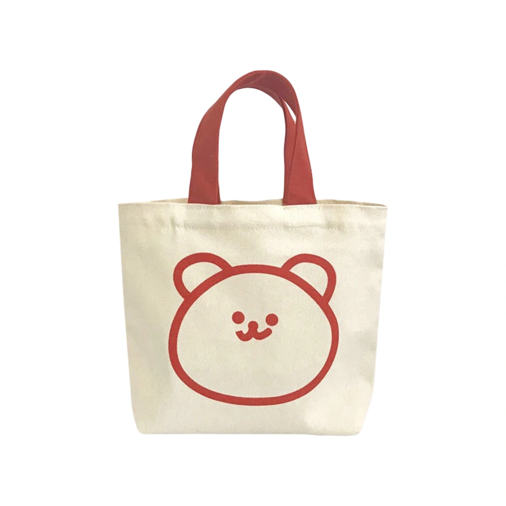 Canvas Lunch Bag, Cartoon Bear Large Capacity Handbag Tote Bag