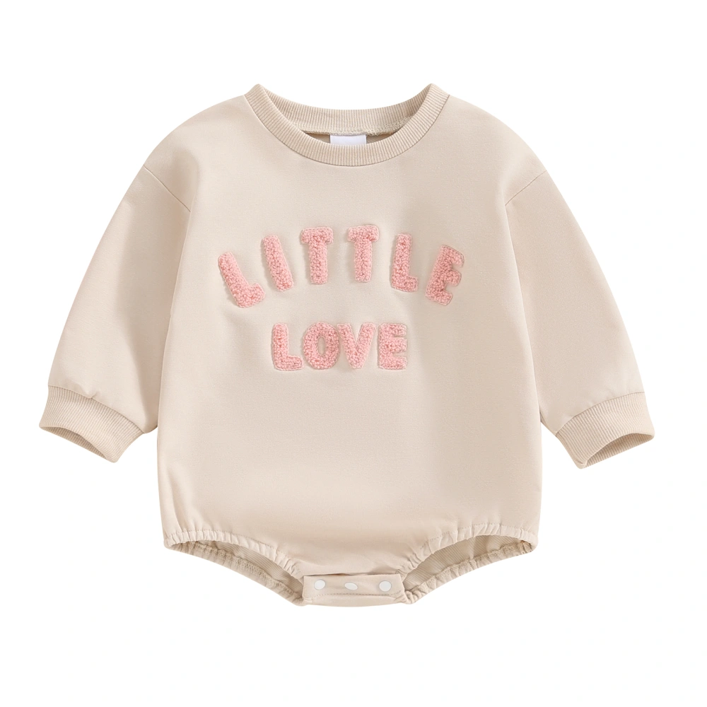 Baby Romper, Long Sleeve Embroidery Letters Fall Casual Bodysuit