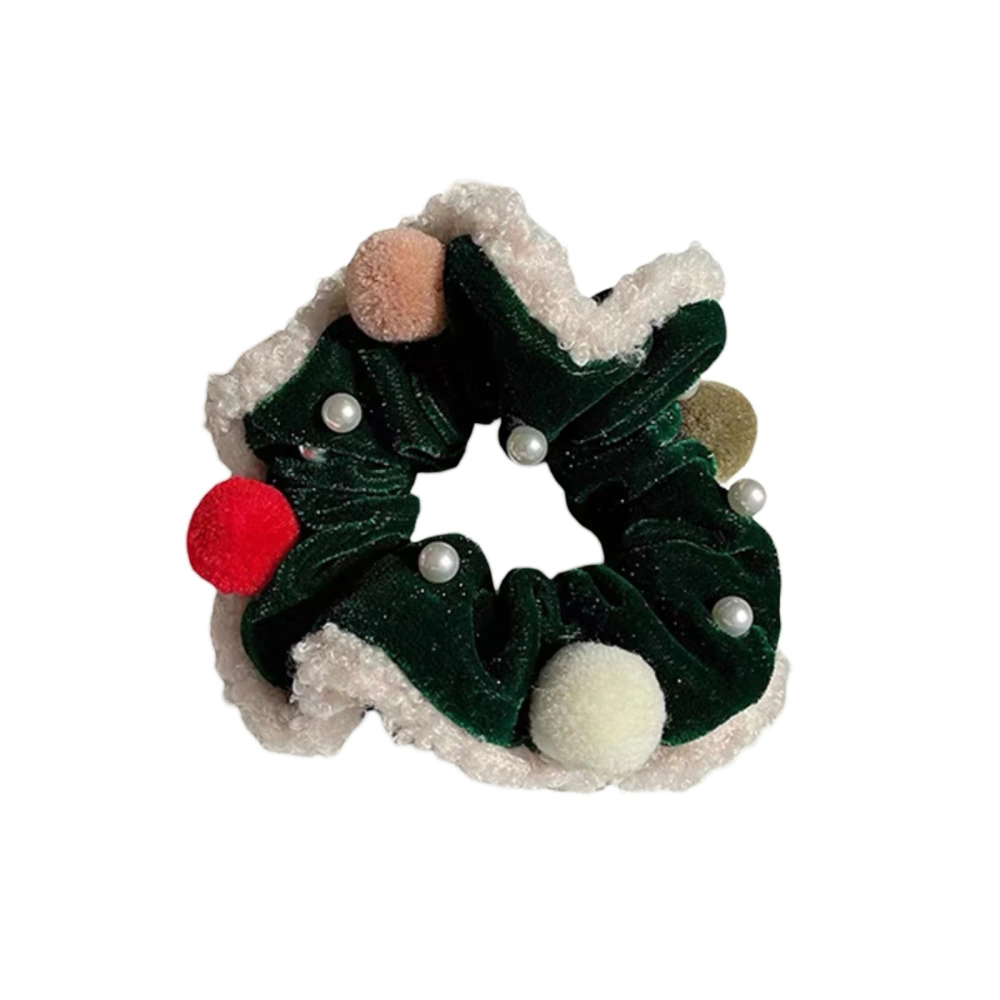 Christmas Velvet Hair Scrunchies Cute Plush Ball Elastic Hair Ties 