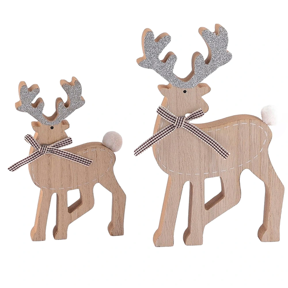 Christmas Elk Ornament, Standing Desktop Decor Wood Ornament