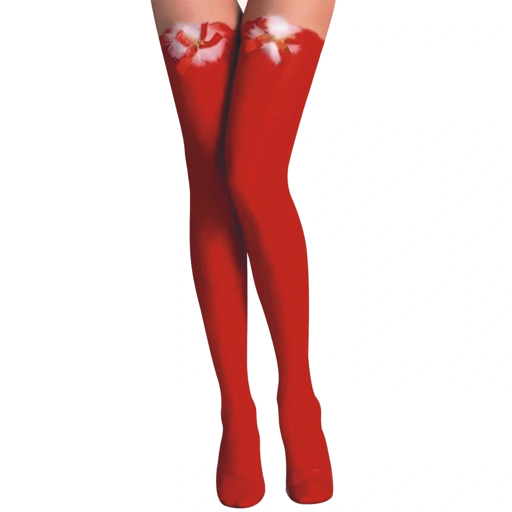 Women Christmas Thigh High Socks Long Socks Fishnet Stockings