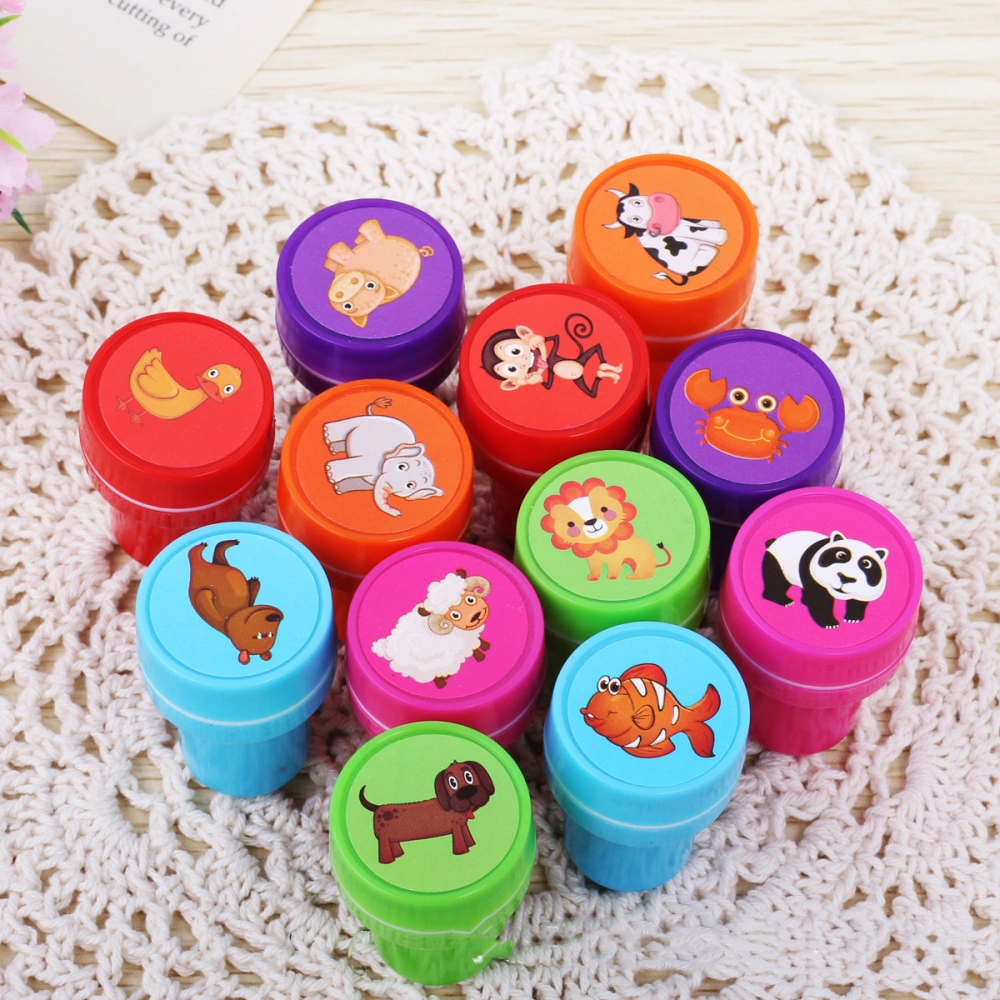 Plastic 12 PE Bags Fruit Expression Animal Kindergarten Tap Water Children Cartoon Toys Small Seal